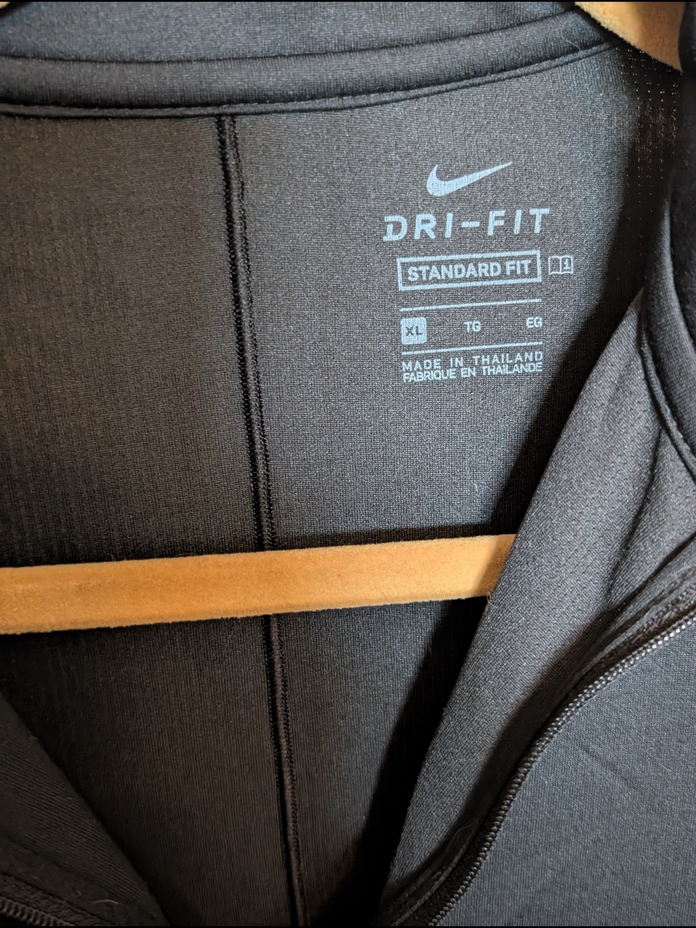 Nike Black Half-Zip Performance Top with White Swoosh - Picture 2 of 3